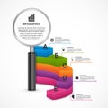 Abstract infographics design template with magnifier.