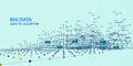 Abstract  infographics with grid mesh and data on blue background. Data chart. 3d grid data chart  algorithm.  Vector Illustration Royalty Free Stock Photo