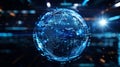 An abstract information sphere depicting a globe with ripples and data fluctuations, Ai Generated Royalty Free Stock Photo