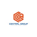 Abstract initial letter CG or GC logo in orange color isolated in white background Royalty Free Stock Photo