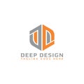 Abstract initial letter D or DD logo in orange-grey color isolated in white background Royalty Free Stock Photo