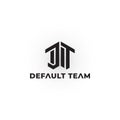 Abstract initial letter DT or TD logo in black color isolated in white background