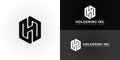 Abstract initial letter HI or IH logo in black color isolated in black and white backgrounds