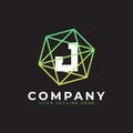 Abstract Initial Letter J Inside Linked Polygon Connect Network Logo. Usable for Business and Technology Logos. Flat Vector Logo Royalty Free Stock Photo
