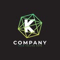 Abstract Initial Letter K Inside Linked Polygon Connect Network Logo. Usable for Business and Technology Logos. Flat Vector Logo Royalty Free Stock Photo