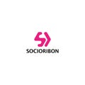 abstract initial letter S and R logo in pink color isolated in white background