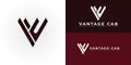 Abstract initial triangle letter VC or CV logo in red color isolated on multiple background colors