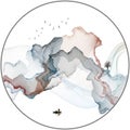 Abstract ink artistic conception landscape circular decorative painting