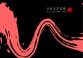 Abstract ink background. Chinese calligraphy art style, coral paint stroke texture on black paper
