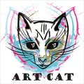 Abstract ink cat portrait