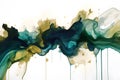 Abstract ink color background background with blue and green watercolor splashes alchohol ink on white paper Royalty Free Stock Photo