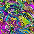 1202 Abstract Ink Doodles: A creative and expressive background featuring abstract ink doodles in playful and vibrant colors tha