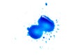 Abstract ink splashes or drop isolated on white background. Blue watercolor splashes isolated Royalty Free Stock Photo