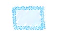 Abstract ink water color, blue leaves frame on white background with copy space for banner or logo