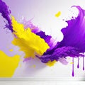 Abstract Ink Waves in Purple and Yellow Grunge Royalty Free Stock Photo