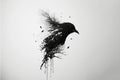 Abstract Inky Bird and Tree Branches