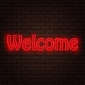 Abstract inscription welcome neon lights