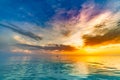 Inspirational calm sea with sunset sky. Meditation ocean and sky background. Colorful horizon over the water Royalty Free Stock Photo