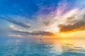 Inspirational calm sea with sunset sky. Meditation ocean and sky background. Colorful horizon over the water Royalty Free Stock Photo