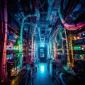 Abstract Interconnected Networks: A Futuristic Glimpse into High-Tech Server Room