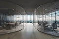 Abstract interior of modern office offers spaciousness with blurred elements Royalty Free Stock Photo