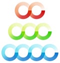 Abstract interlocking circles element set with 3 variation 2, 3 Royalty Free Stock Photo