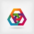 Abstract interlocking hexagons in rainbow colors