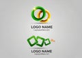 Abstract interlocking rings and squares logo designs isolated on white background Royalty Free Stock Photo