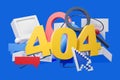 Abstract internet icons with technology, cursor and 404 error Royalty Free Stock Photo