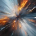 An abstract interpretation of a cosmic explosion, frozen in a moment of time, evoking awe and a sense of the infinite1
