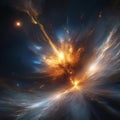 An abstract interpretation of a cosmic explosion, frozen in a moment of time, evoking awe and a sense of the infinite3 Royalty Free Stock Photo