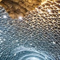 An abstract interpretation of a crystal cave, with textured and patterned shapes resembling the natural and organic structures o Royalty Free Stock Photo