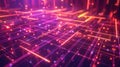 Abstract Intersecting Neon Lines and Glowing Dots