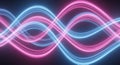 Abstract Intersecting Waves of Bright Cyan and Pink Neon Light Form a Smooth, Energetic Pattern on Dark Royalty Free Stock Photo