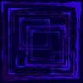 Abstract intersection of blue rectangular curly objects
