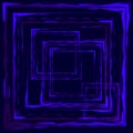 Abstract intersection of blue rectangular curly objects