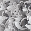 Abstract intricate striped lines and swirls seamless pattern. Ge