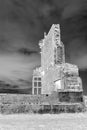 Abstract inverted image of an old abandoned mansion house in ruins.