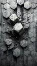Abstract iPhone wallpaper featuring a cracked stone cube on a textured hexagonal tile surface Royalty Free Stock Photo