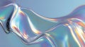 Abstract Iridescent Metallic Surface with Fluid Curves and Multicolor Reflections on Soft Gradient Background Royalty Free Stock Photo