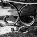 Abstract iron bench in black and white