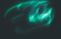 Abstract irregular green light on black background. Long exposure. Light painting photography Royalty Free Stock Photo