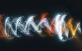 abstract irregular Light waves on black background. Long exposure. Light painting photography Royalty Free Stock Photo
