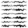 Abstract irregular line set. Different wavy, zigzag dividers, li