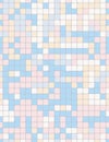 Abstract Irregular Mosaic Vector Pattern. Hand Drawn Pastel Squares with Warm Grey Outline. Blue, Pink, Yellow and Beige Squares. Royalty Free Stock Photo