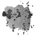 Abstract isolated grayscale vector watercolor stain. Grunge element for paper design