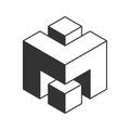Abstract isometric cube composition. Stylish monochrome design perfect for tech, engineering, architecture, or design concepts.