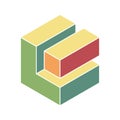 Abstract isometric cube design. Multicolored blocks create a dynamic, modern composition. Perfect for technology, architecture, Royalty Free Stock Photo