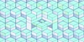 Abstract isometric cube pattern background with pastel blue and green geometric 3d illusion design Royalty Free Stock Photo