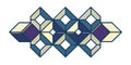 Abstract isometric cube pattern with interlocking geometric shapes in blue purple and beige Royalty Free Stock Photo